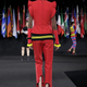 Bright hues and strange, exciting shapes anchored by glossy red heels. Image via Getty.